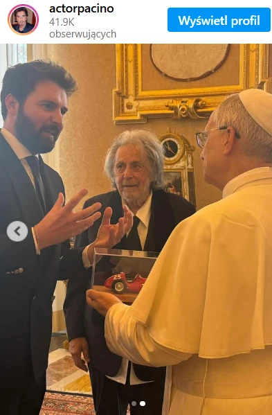 Al Pacino podczas spotkania z papieżem Leonem XIV w Watykanie