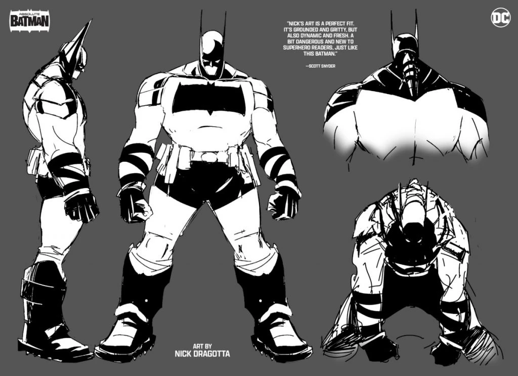 Absolute Batman - szkice koncepcyjne (kostium Mrocznego Rycerza))