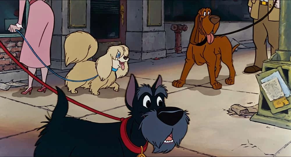 Peg, Trusty i Jock (Zakochany kundel) w filmie Oliver i spółka