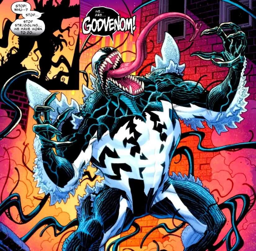 Godzilla Venom – kadr z komiksu Marvela przedstawiający fikcyjnego potwora, będącego połączeniem Venoma i Godzilli