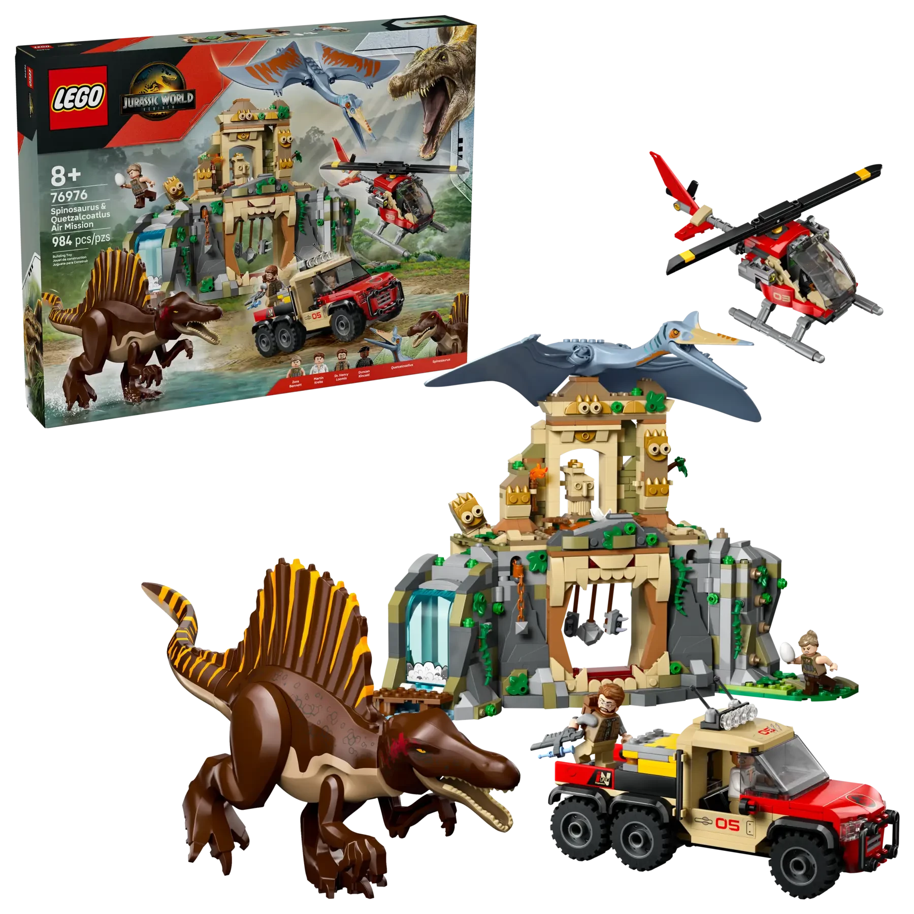 Zestaw LEGO - Jurassic World: Powietrzna misja z kecalkoatlem i spinozaurem
