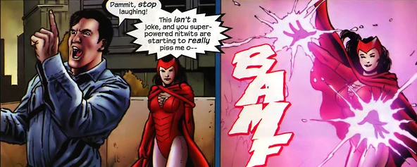 Scarlet Witch wystąpiła w crossoverze Marvel Zombies i Army of Darkness. Superbohaterka pomogła Ashowi odzyskać Necronomicon. Walczyła u jego boku do samego końca – aż została pożarta i przemieniona przez zombie Punishera.