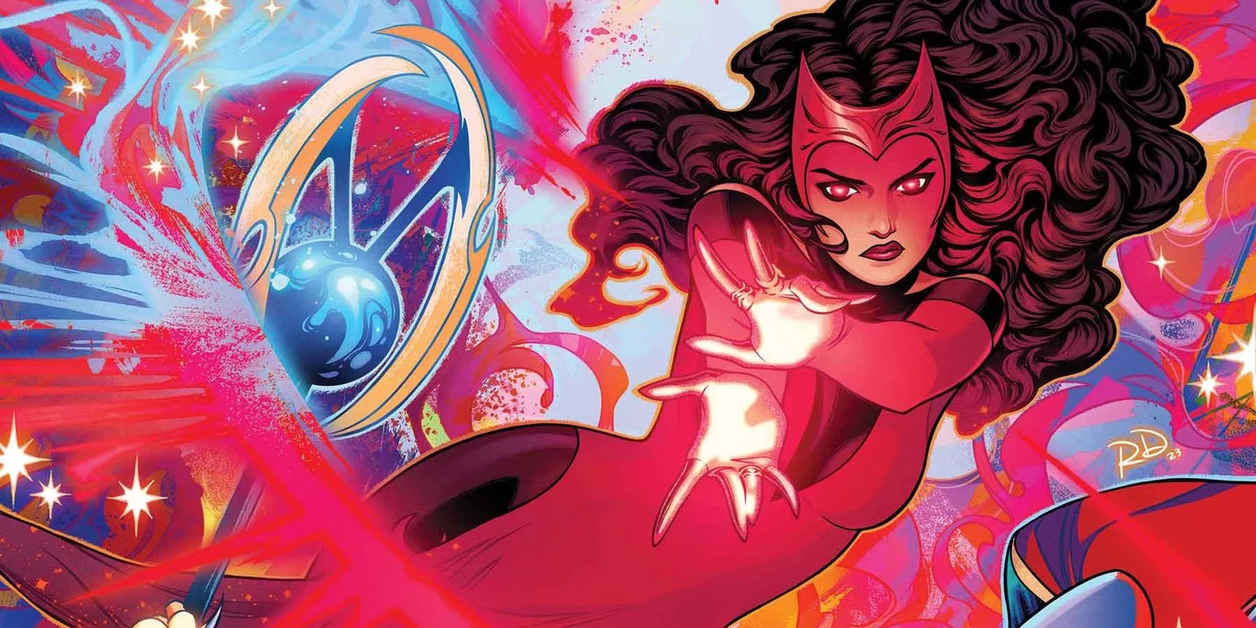 Scarlet Witch na samym początku była członkinią grupy Brotherhood of Evil Mutants. Później zmieniła strony i stała się częścią Avengersów. W ciągu kolejnych lat dołączyła jednak do wielu innych grup: Lady Liberators, West Coast Avengers, Defenders, Secret Defenders i Force Works, którego była przywódczynią.