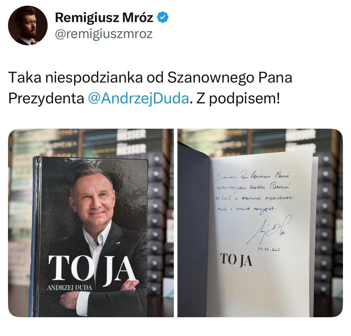 Wpis Remigiusza Mroza na platformie X
