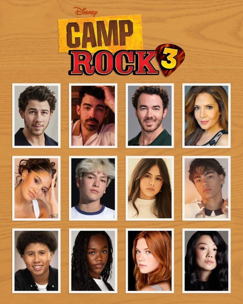 Grafika przedstawiająca członków obsady Camp Rock 3