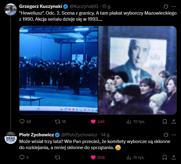 Zrzut ekranu z platformy X